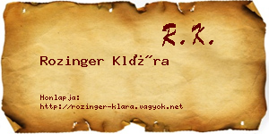 Rozinger Klára névjegykártya